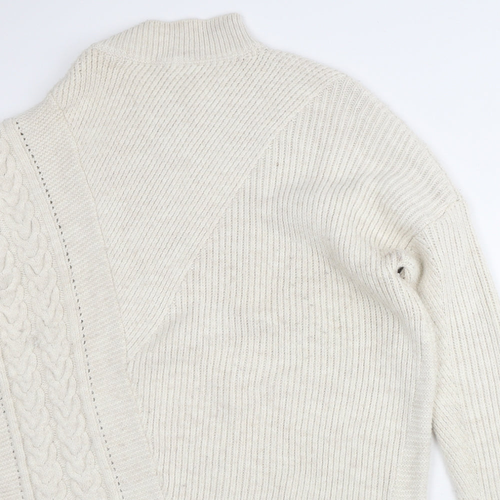 River Island Womens Beige Mock Neck Acrylic Pullover Jumper Size M
