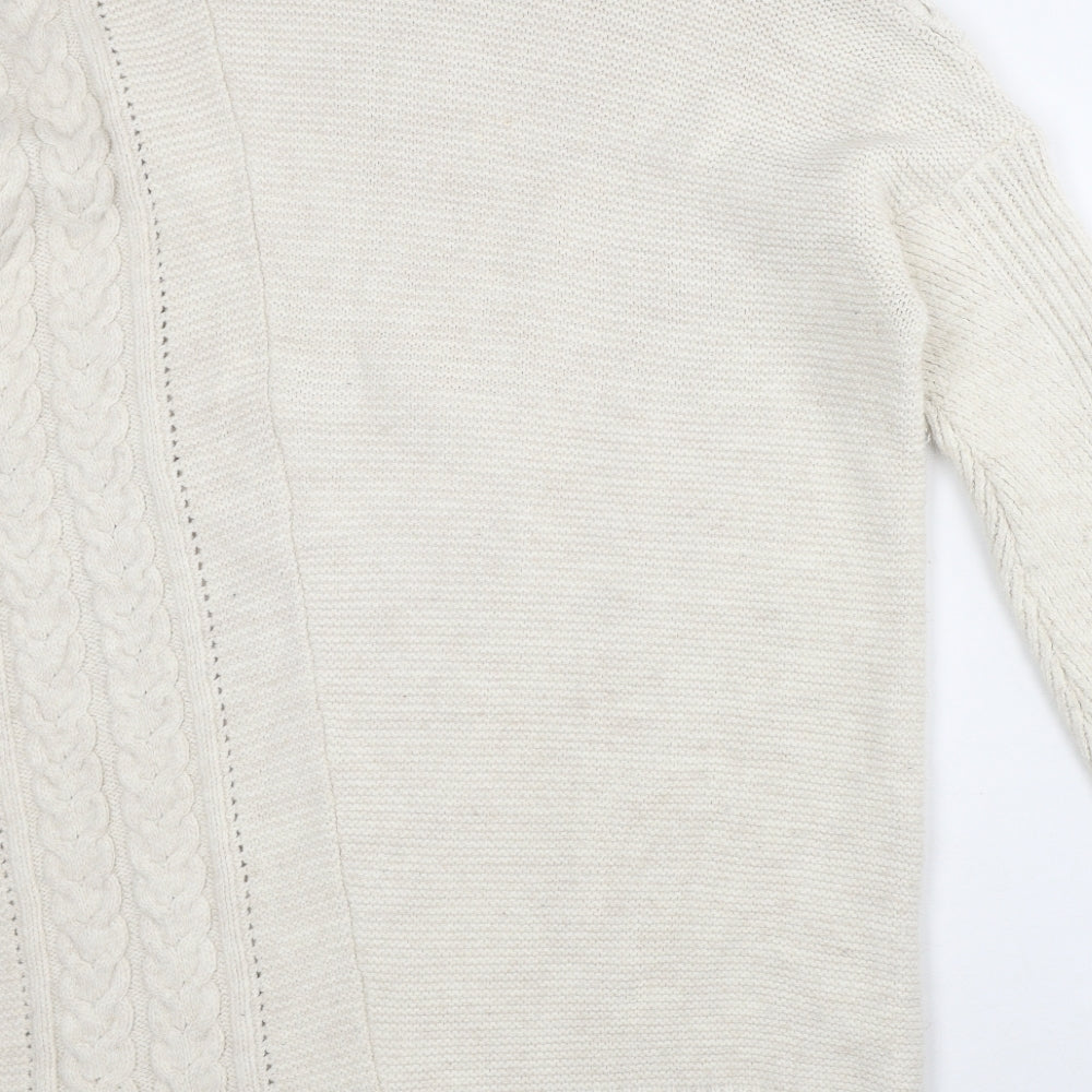 River Island Womens Beige Mock Neck Acrylic Pullover Jumper Size M