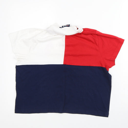 FILA Mens Red Striped Cotton T-Shirt Size M Collared