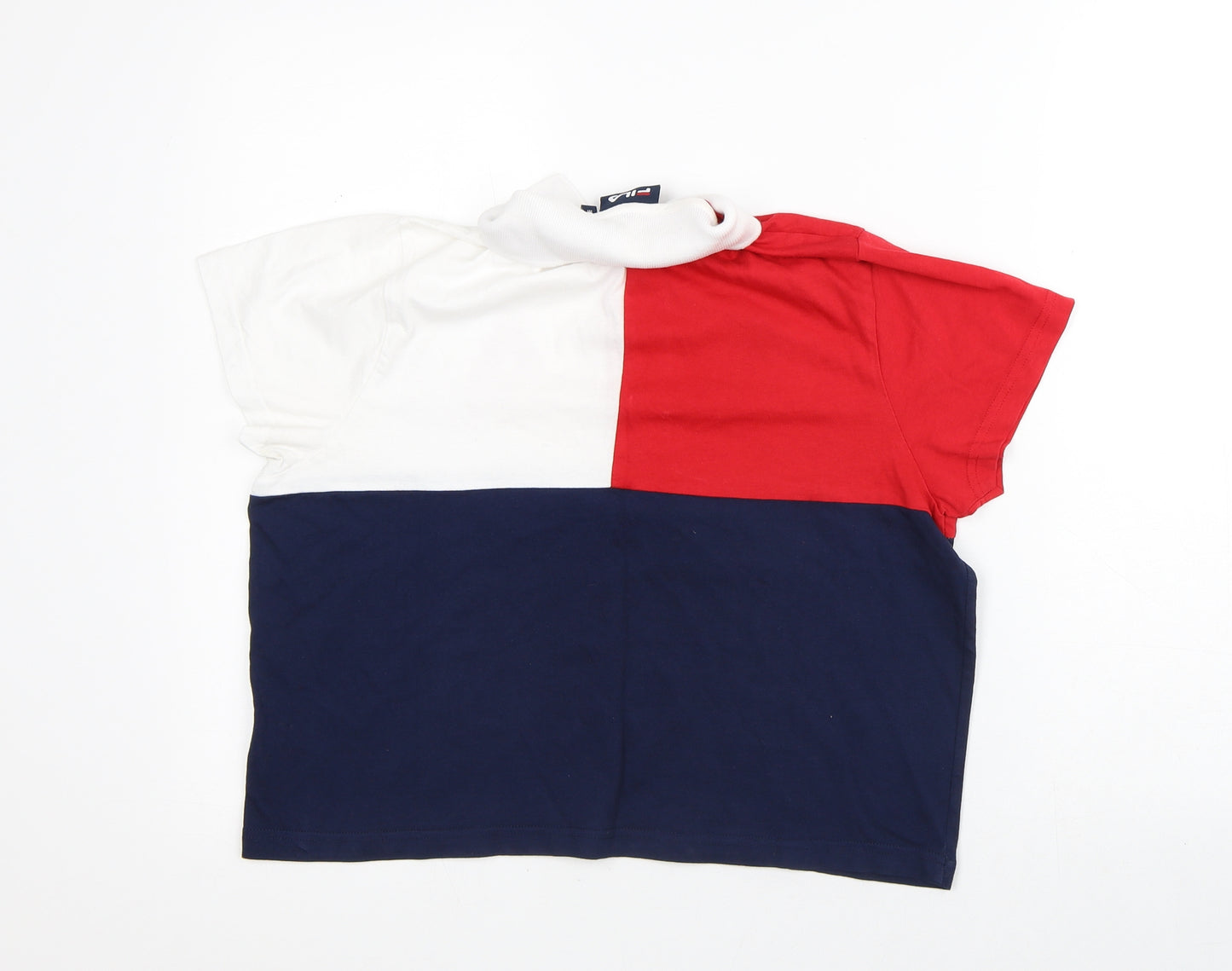 FILA Mens Red Striped Cotton T-Shirt Size M Collared