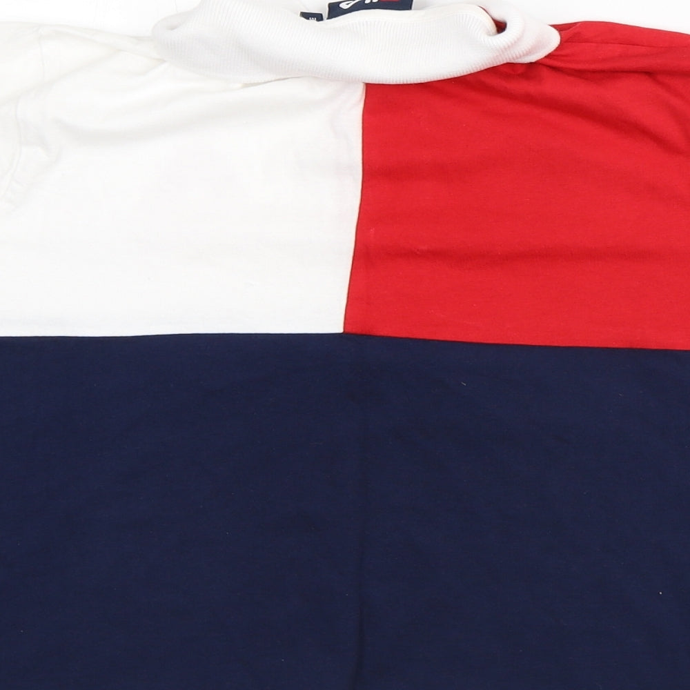 FILA Mens Red Striped Cotton T-Shirt Size M Collared