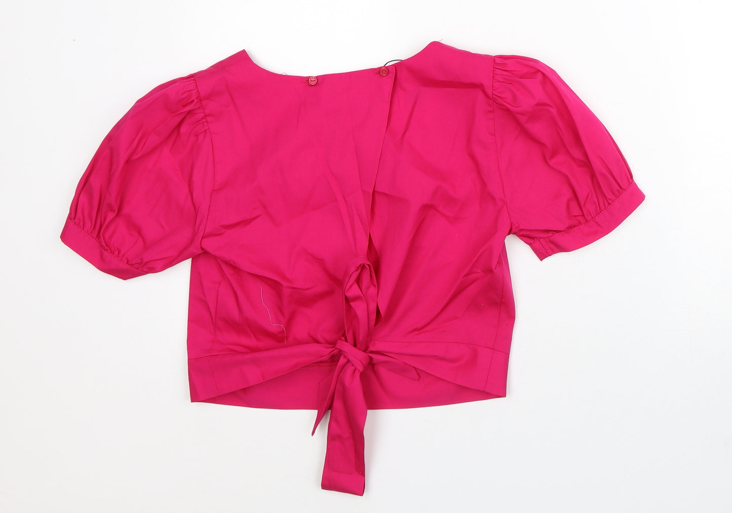 Primark Womens Pink 100% Cotton Wrap Blouse Size 8 Round Neck