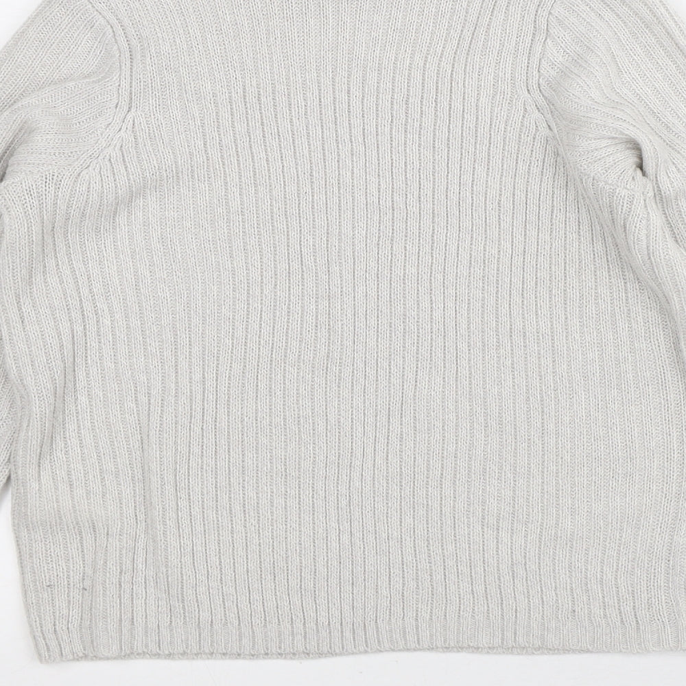 Divided Mens Grey Mock Neck Acrylic Pullover Jumper Size S