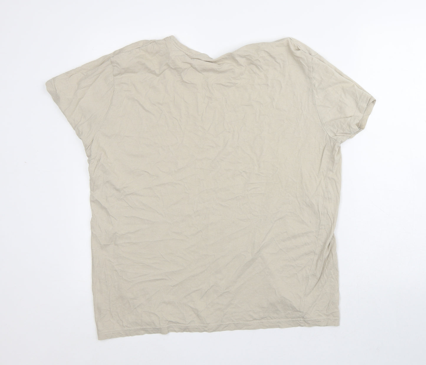 Primark Womens Beige 100% Cotton Basic T-Shirt Size L Round Neck - Free and Wild