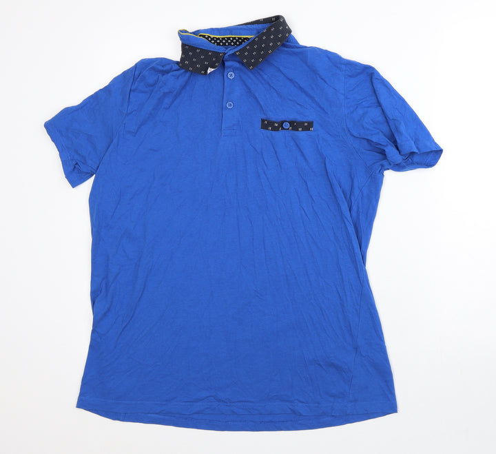 Easy Womens Blue 100% Cotton Basic Polo Size L Collared
