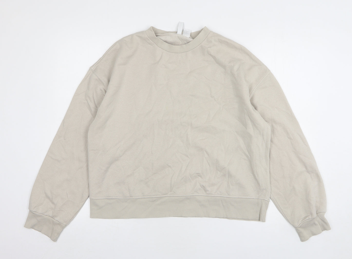 H&M Womens Beige Cotton Pullover Sweatshirt Size M