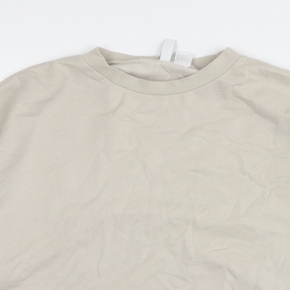 H&M Womens Beige Cotton Pullover Sweatshirt Size M