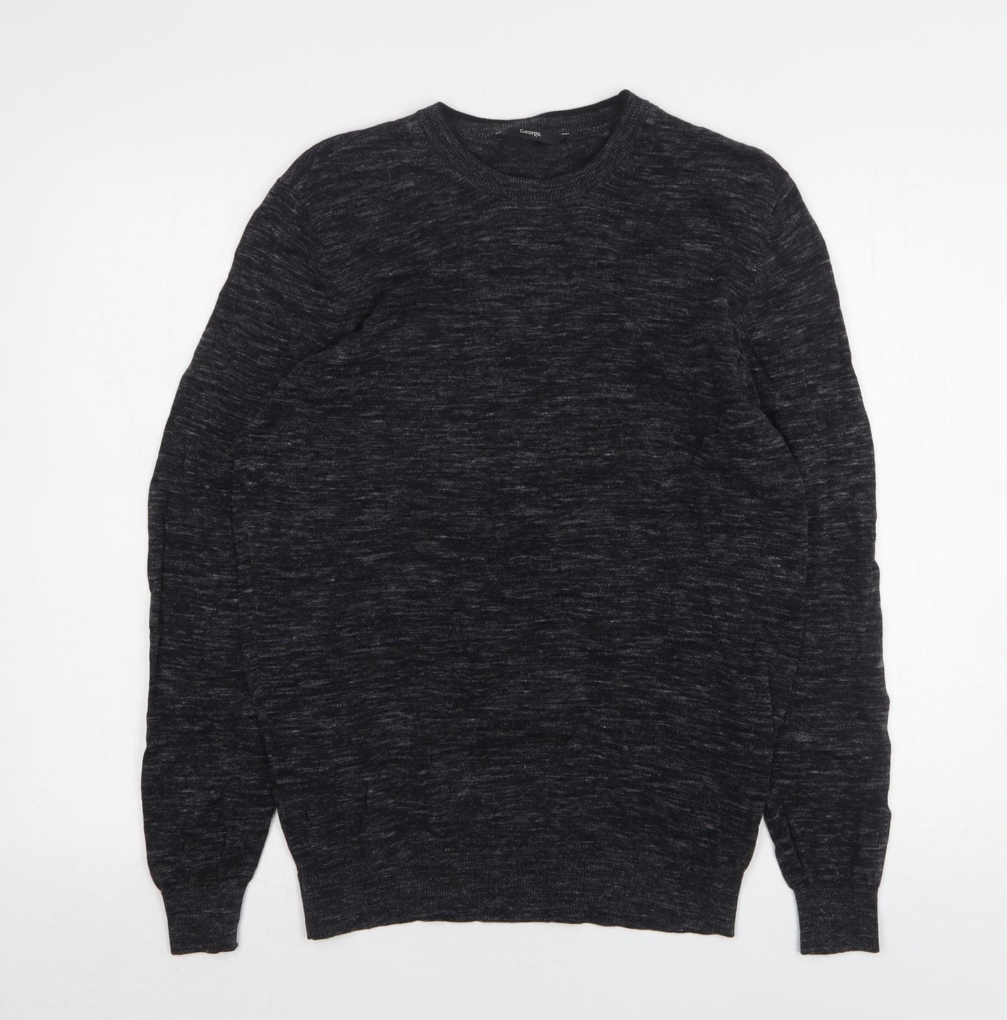 George Mens Grey Round Neck Cotton Pullover Jumper Size M