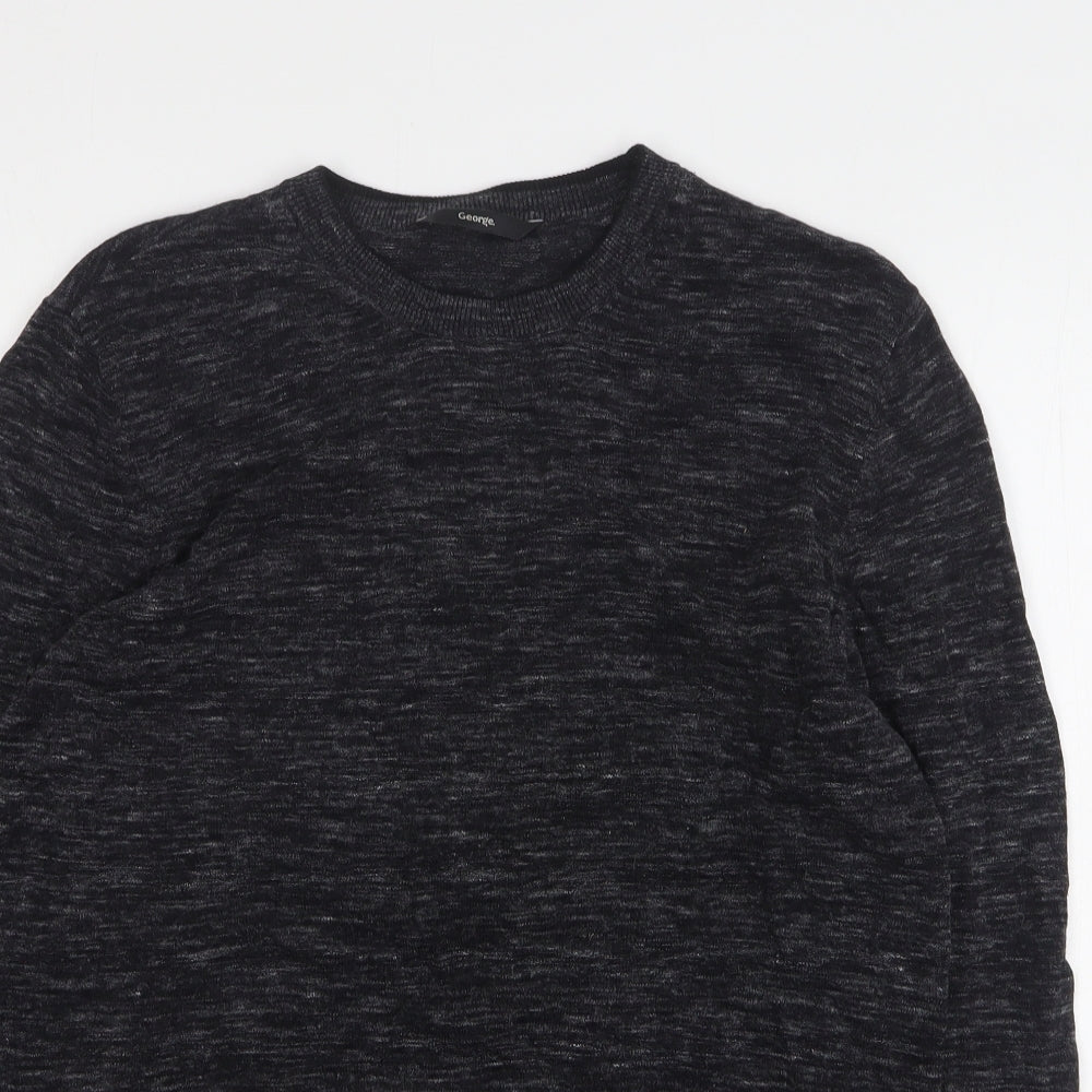 George Mens Grey Round Neck Cotton Pullover Jumper Size M