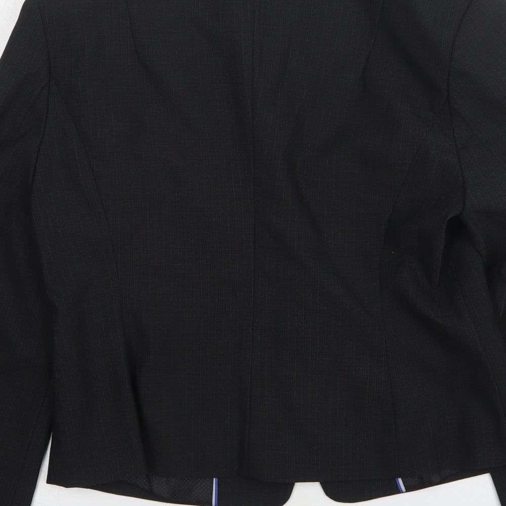 NEXT Womens Black Striped Polyester Jacket Suit Jacket Size 12