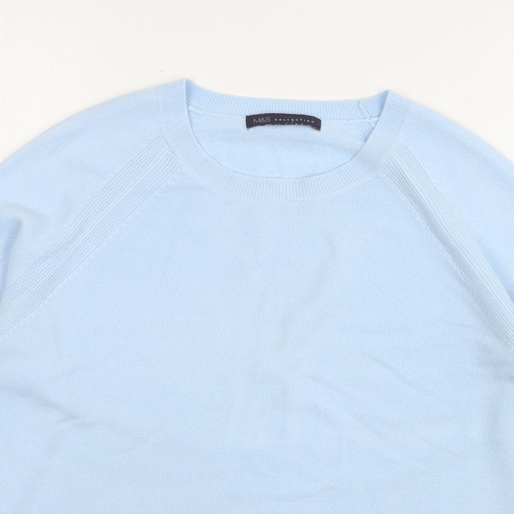 Marks and Spencer Womens Blue Round Neck Acrylic Pullover Jumper Size 14