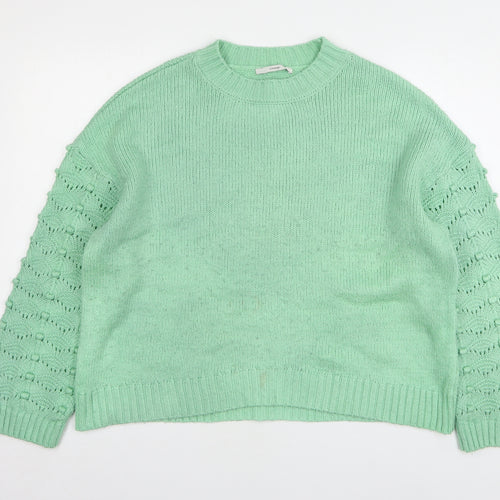 George Womens Green Round Neck Acrylic Pullover Jumper Size L