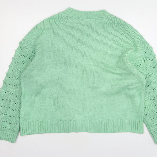George Womens Green Round Neck Acrylic Pullover Jumper Size L
