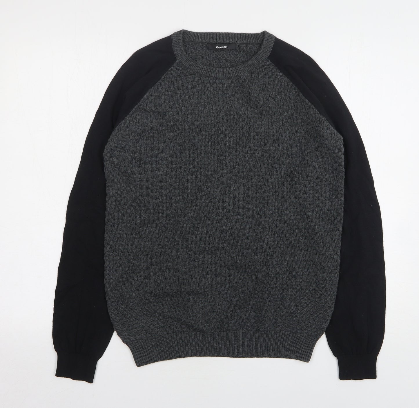 George Boys Grey Round Neck Cotton Pullover Jumper Size 13-14 Years