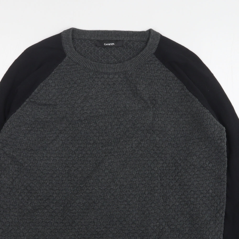 George Boys Grey Round Neck Cotton Pullover Jumper Size 13-14 Years