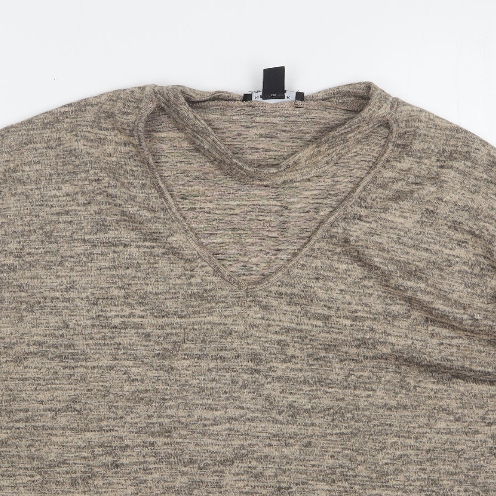 New Look Womens Beige V-Neck Polyester Pullover Jumper Size L