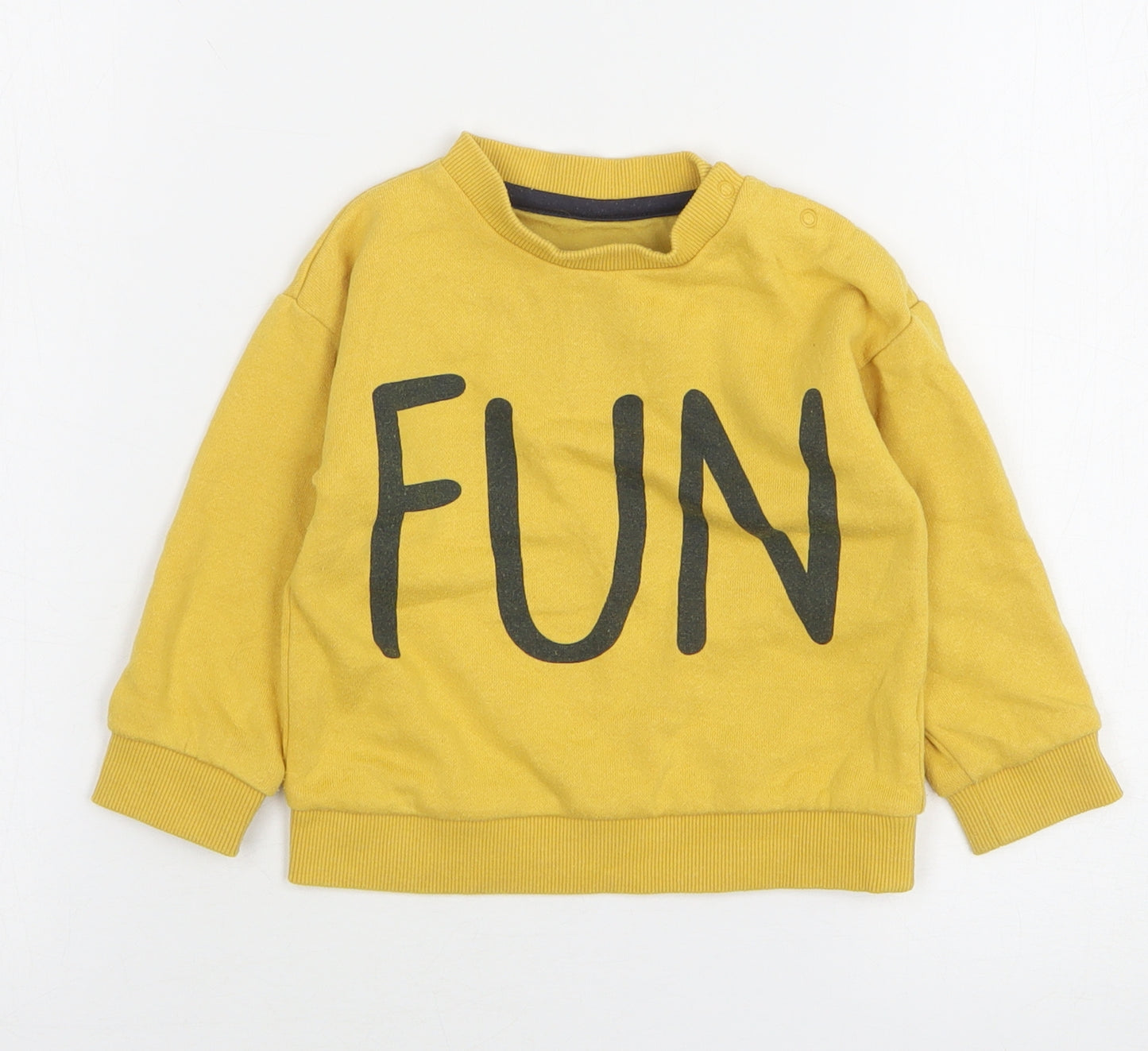 F&F Boys Yellow Cotton Pullover Jumper Size 12-18 Months