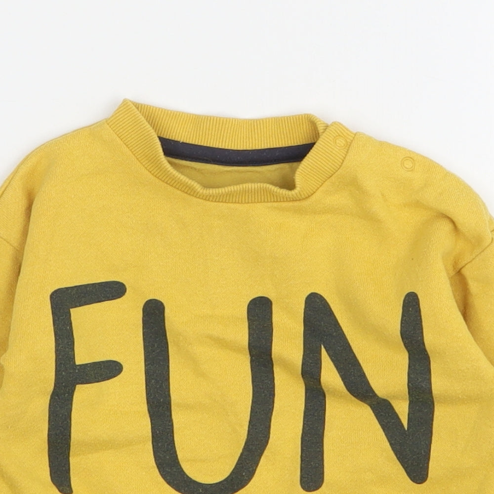 F&F Boys Yellow Cotton Pullover Jumper Size 12-18 Months
