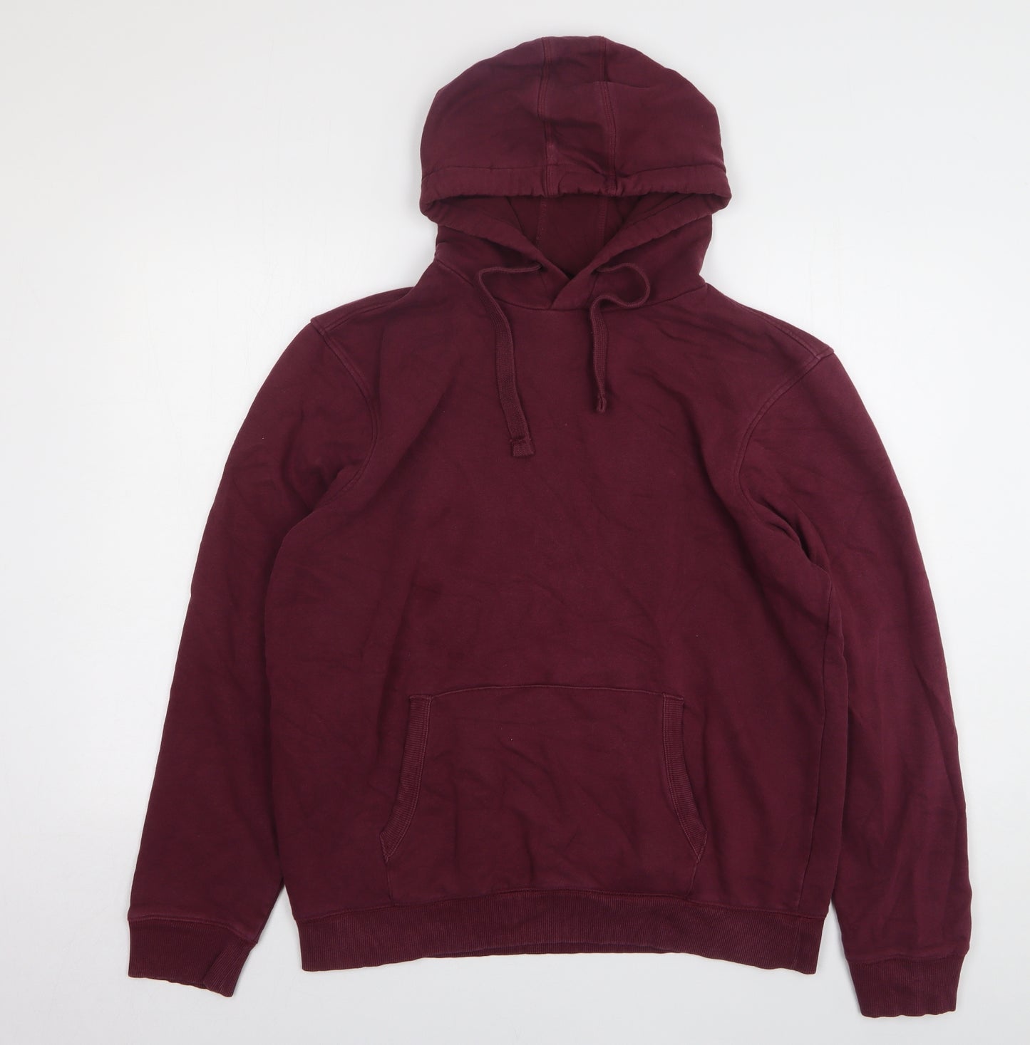 TU Mens Purple Cotton Pullover Hoodie Size L