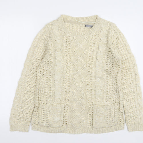 Atmosphere Womens Beige Round Neck Acrylic Pullover Jumper Size 14