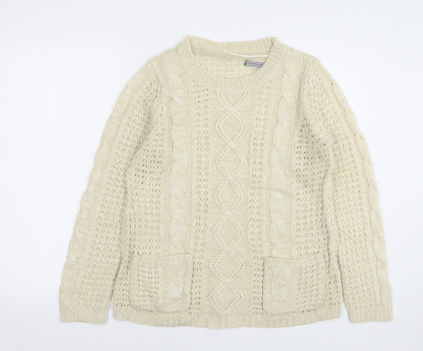Atmosphere Womens Beige Round Neck Acrylic Pullover Jumper Size 14