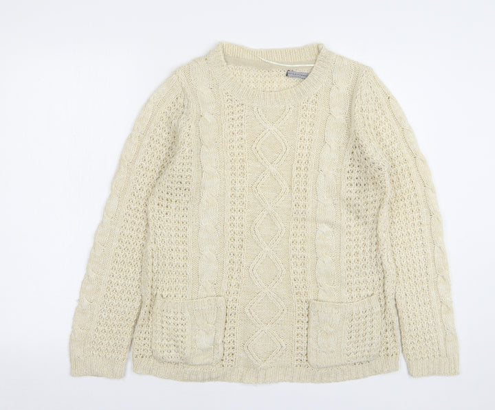 Atmosphere Womens Beige Round Neck Acrylic Pullover Jumper Size 14