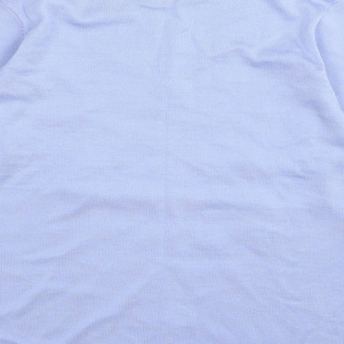 Fay Louise Womens Blue Round Neck Floral Acrylic Pullover Jumper Size M
