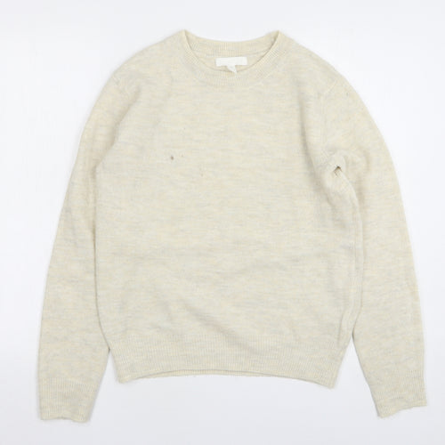 H&M Womens Beige Round Neck Acrylic Pullover Jumper Size S