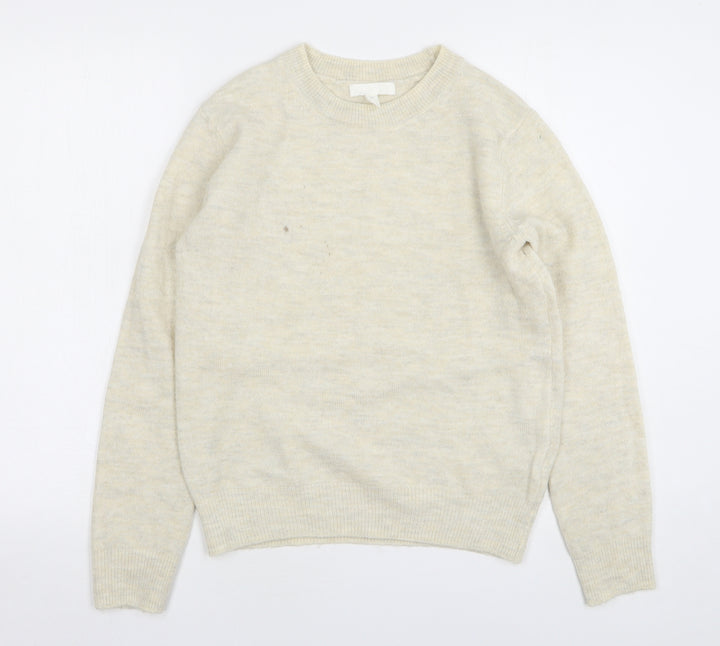 H&M Womens Beige Round Neck Acrylic Pullover Jumper Size S