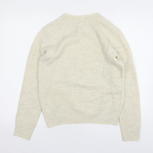 H&M Womens Beige Round Neck Acrylic Pullover Jumper Size S