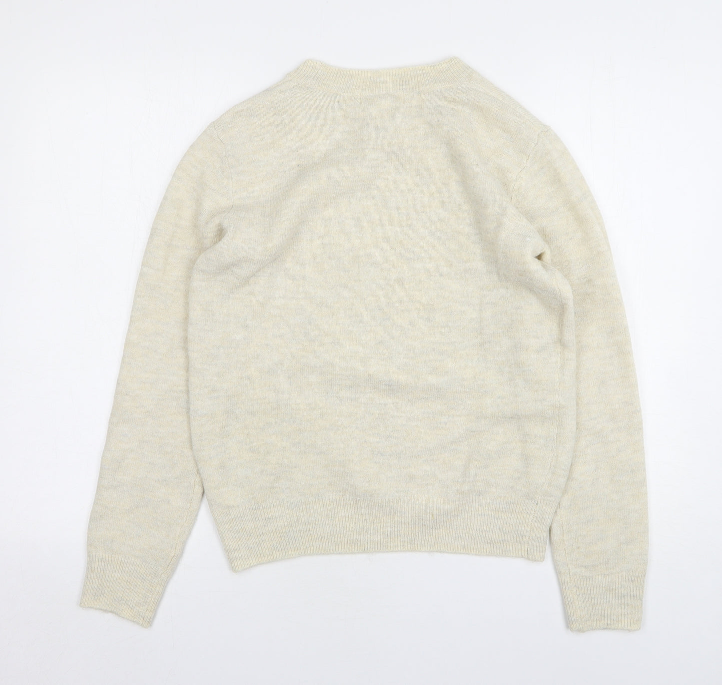 H&M Womens Beige Round Neck Acrylic Pullover Jumper Size S