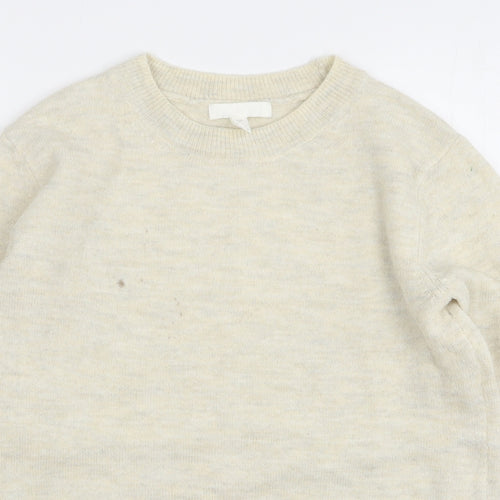 H&M Womens Beige Round Neck Acrylic Pullover Jumper Size S