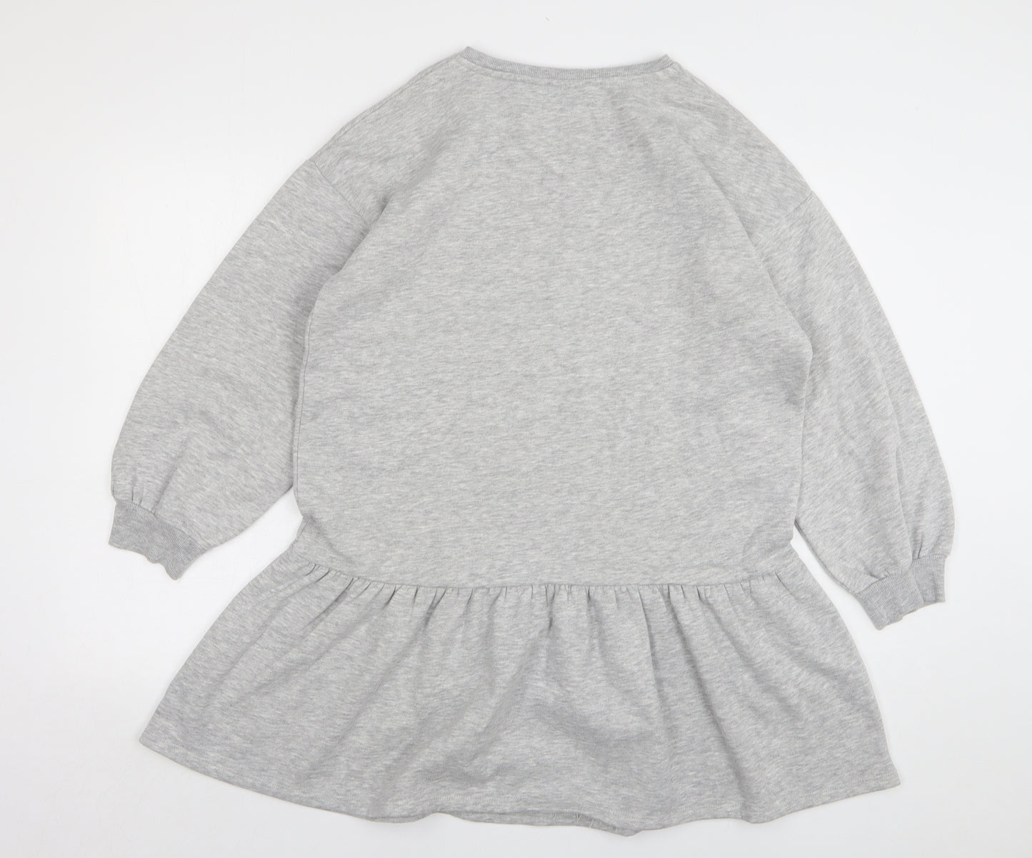 F&F Womens Grey Cotton Jumper Dress Size 12 Round Neck