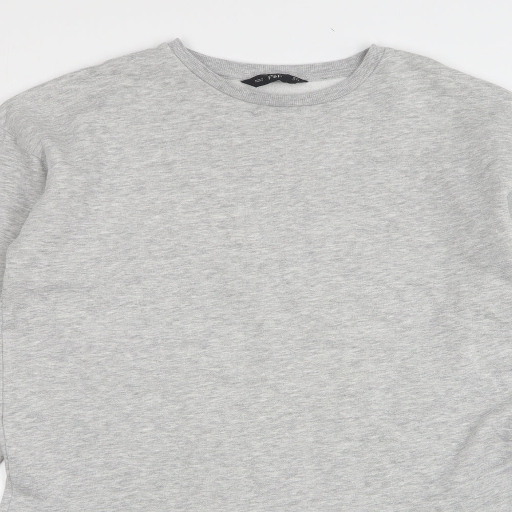 F&F Womens Grey Cotton Jumper Dress Size 12 Round Neck