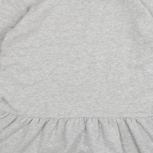 F&F Womens Grey Cotton Jumper Dress Size 12 Round Neck