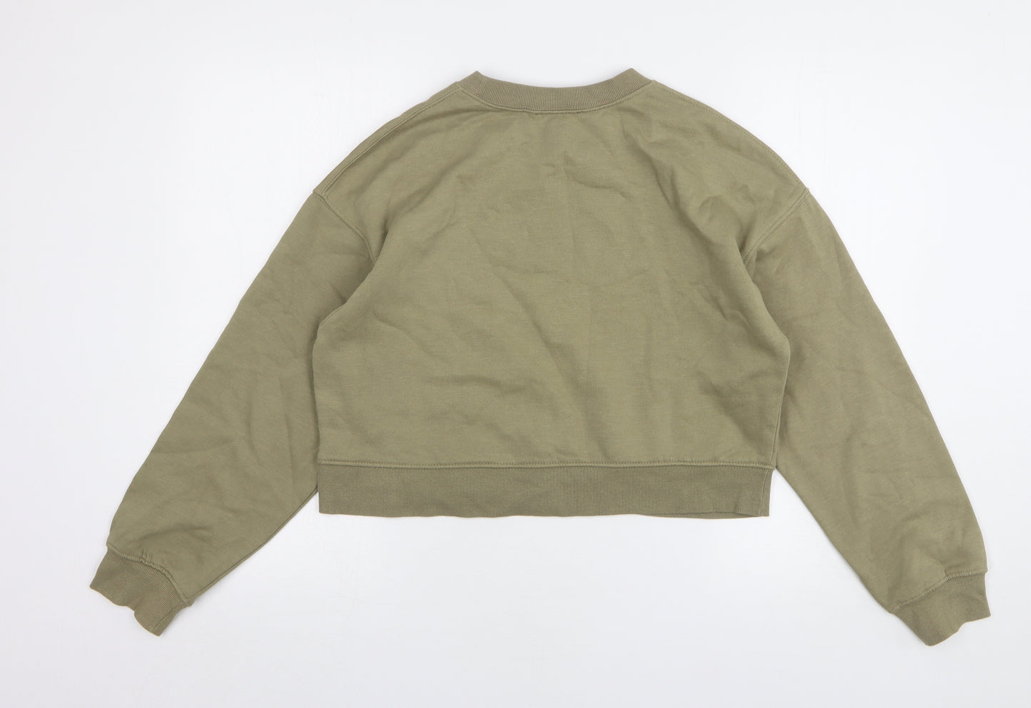 Zara Womens Green Cotton Pullover Sweatshirt Size S