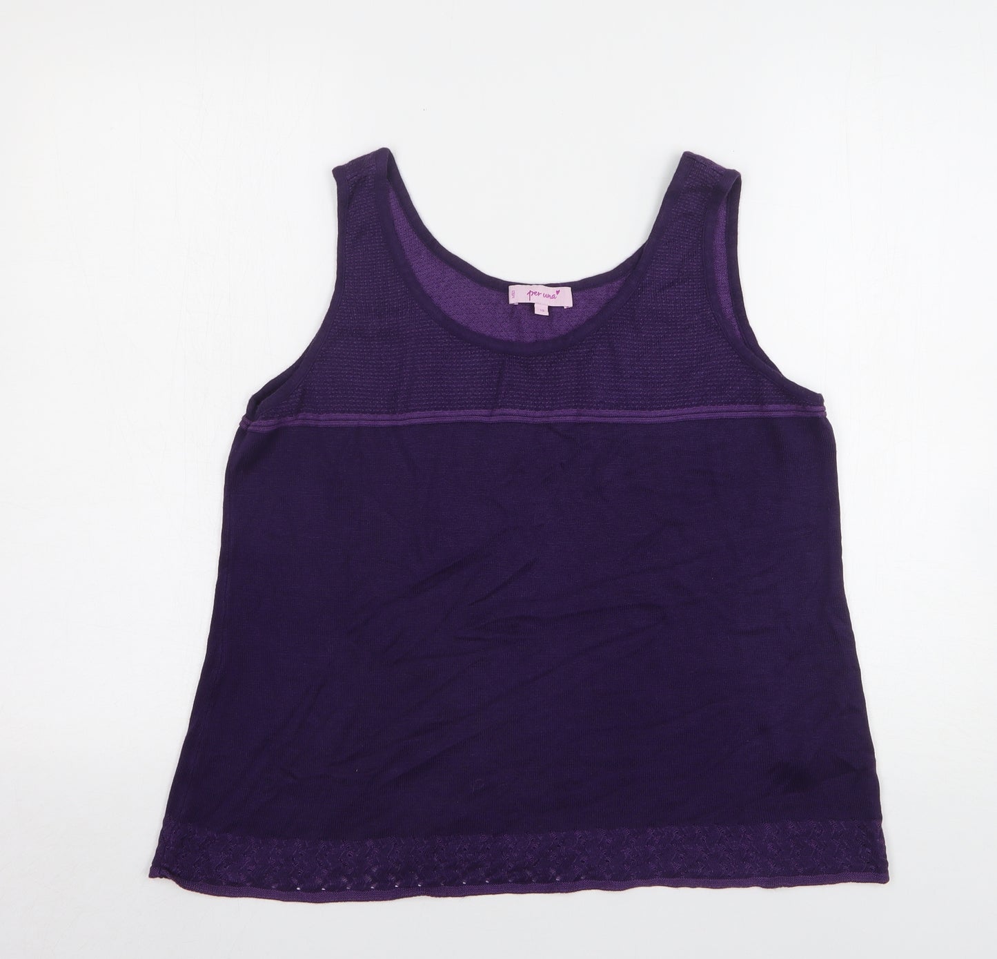 Per Una Womens Purple Acrylic Basic Tank Size 18 Round Neck
