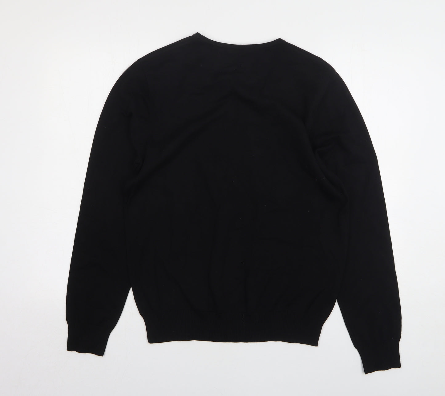 George Mens Black V-Neck Cotton Pullover Jumper Size M