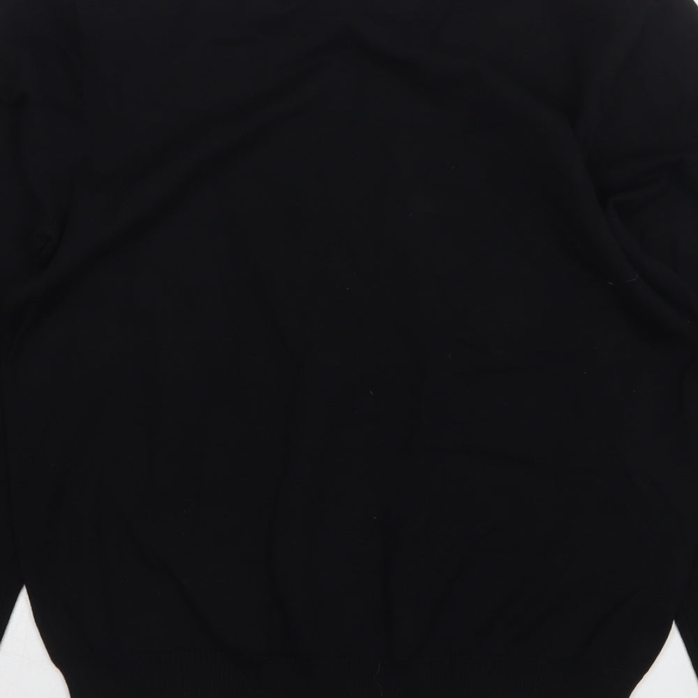 George Mens Black V-Neck Cotton Pullover Jumper Size M