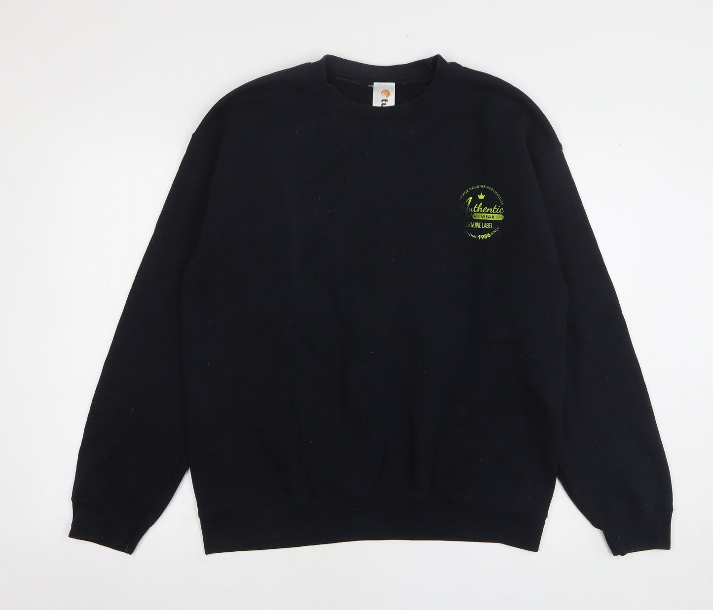 Tunni Mens Black Cotton Pullover Sweatshirt Size M