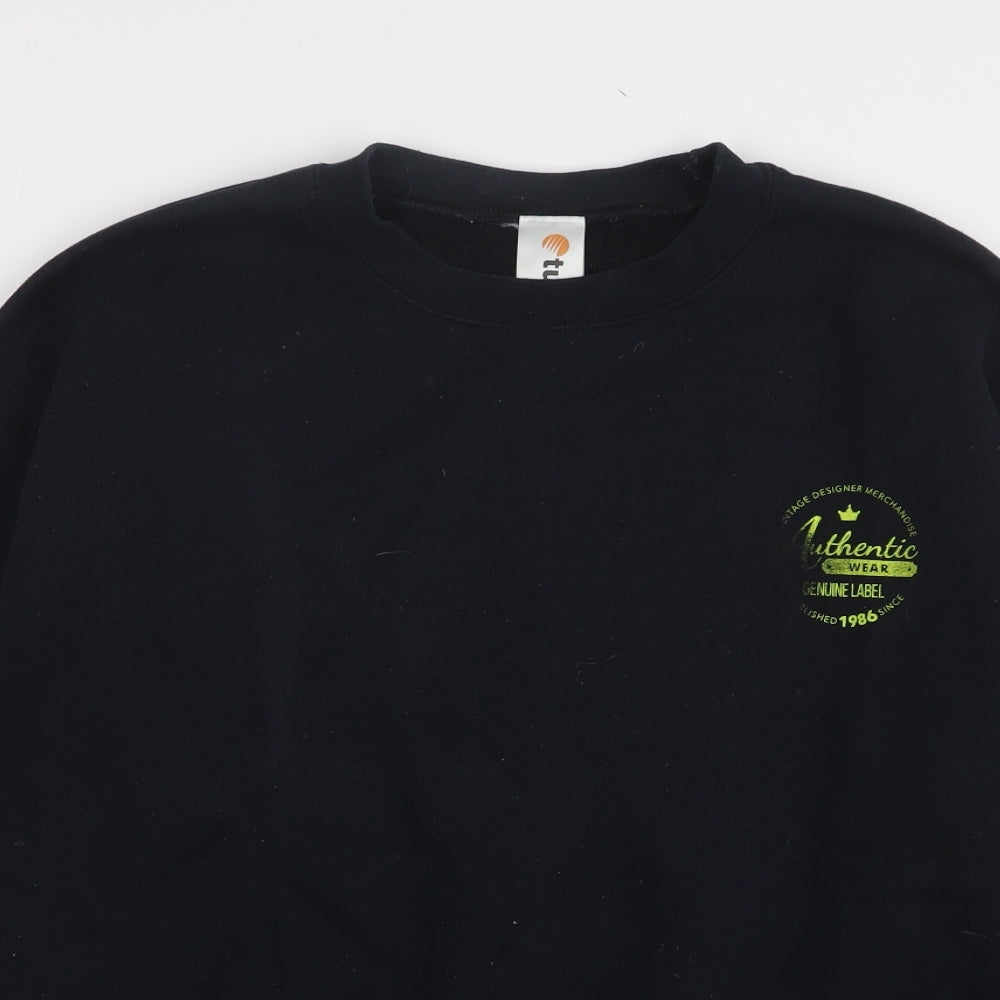Tunni Mens Black Cotton Pullover Sweatshirt Size M