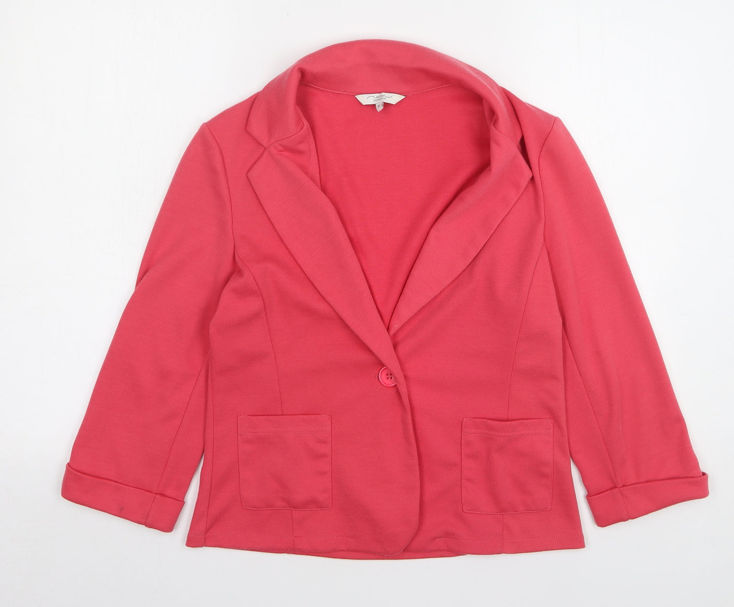 New Look Womens Pink Polyester Jacket Blazer Size 12
