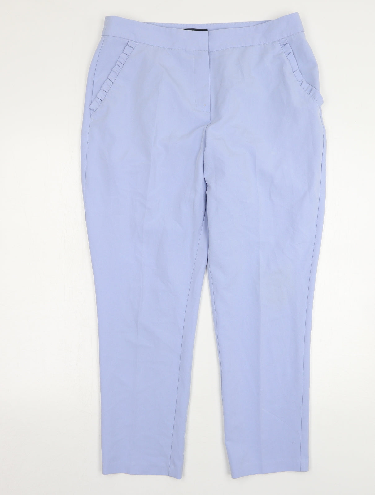 F&F Womens Blue Polyester Trousers Size 14 L27 in Regular