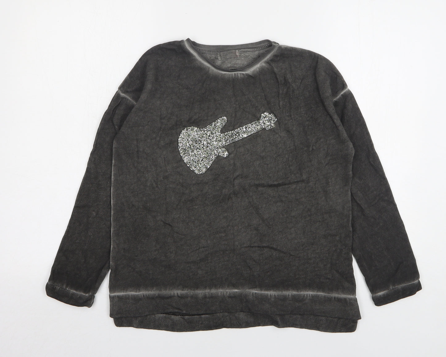 Zara Girls Grey Round Neck Cotton Pullover Jumper Size 11-12 Years