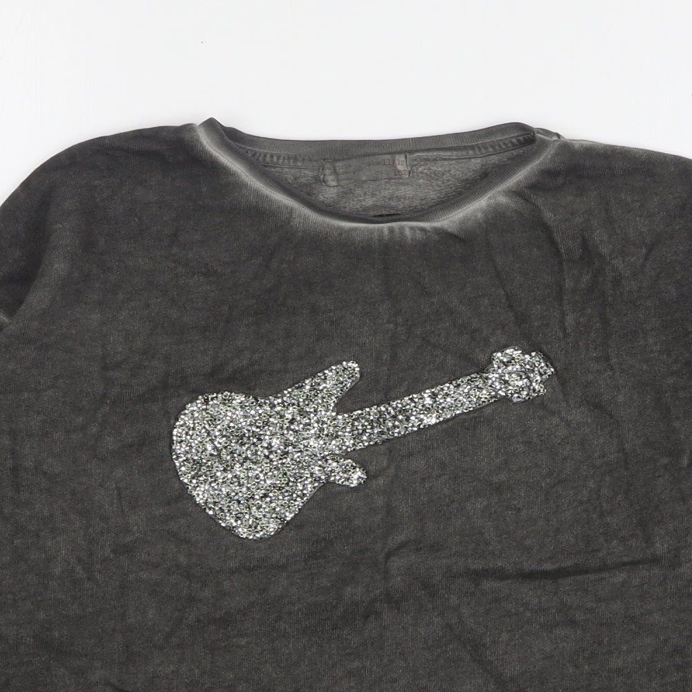 Zara Girls Grey Round Neck Cotton Pullover Jumper Size 11-12 Years