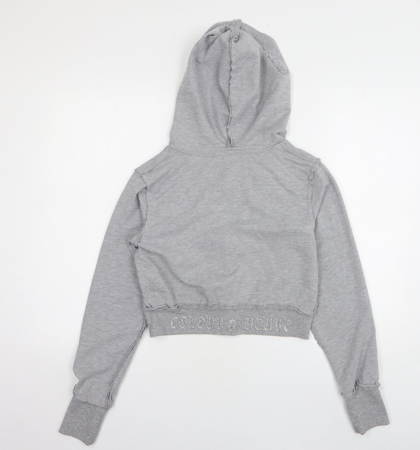 Colour Couture Womens Grey Cotton Full Zip Hoodie Size S