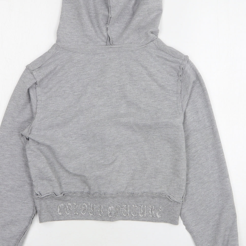 Colour Couture Womens Grey Cotton Full Zip Hoodie Size S