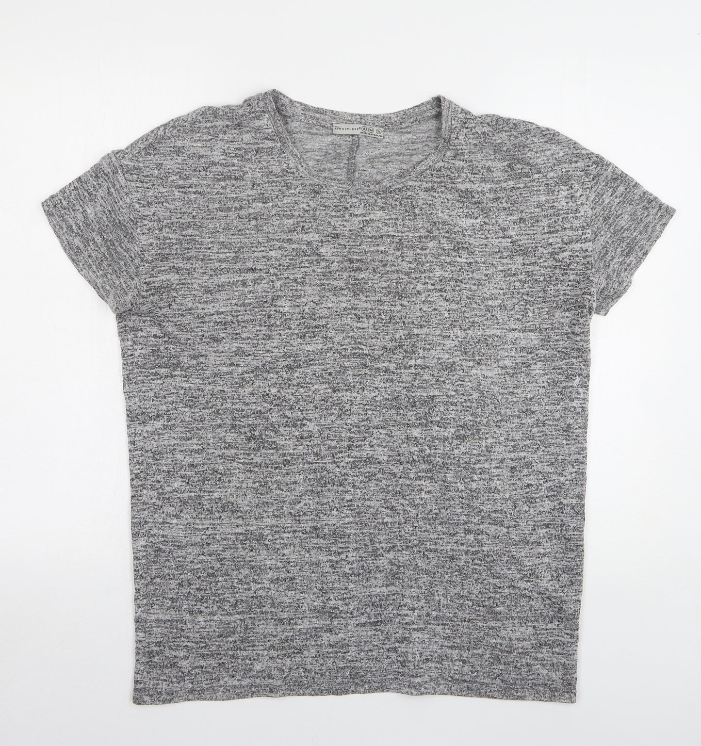 Atmosphere Womens Grey Viscose Basic T-Shirt Size 8 Round Neck