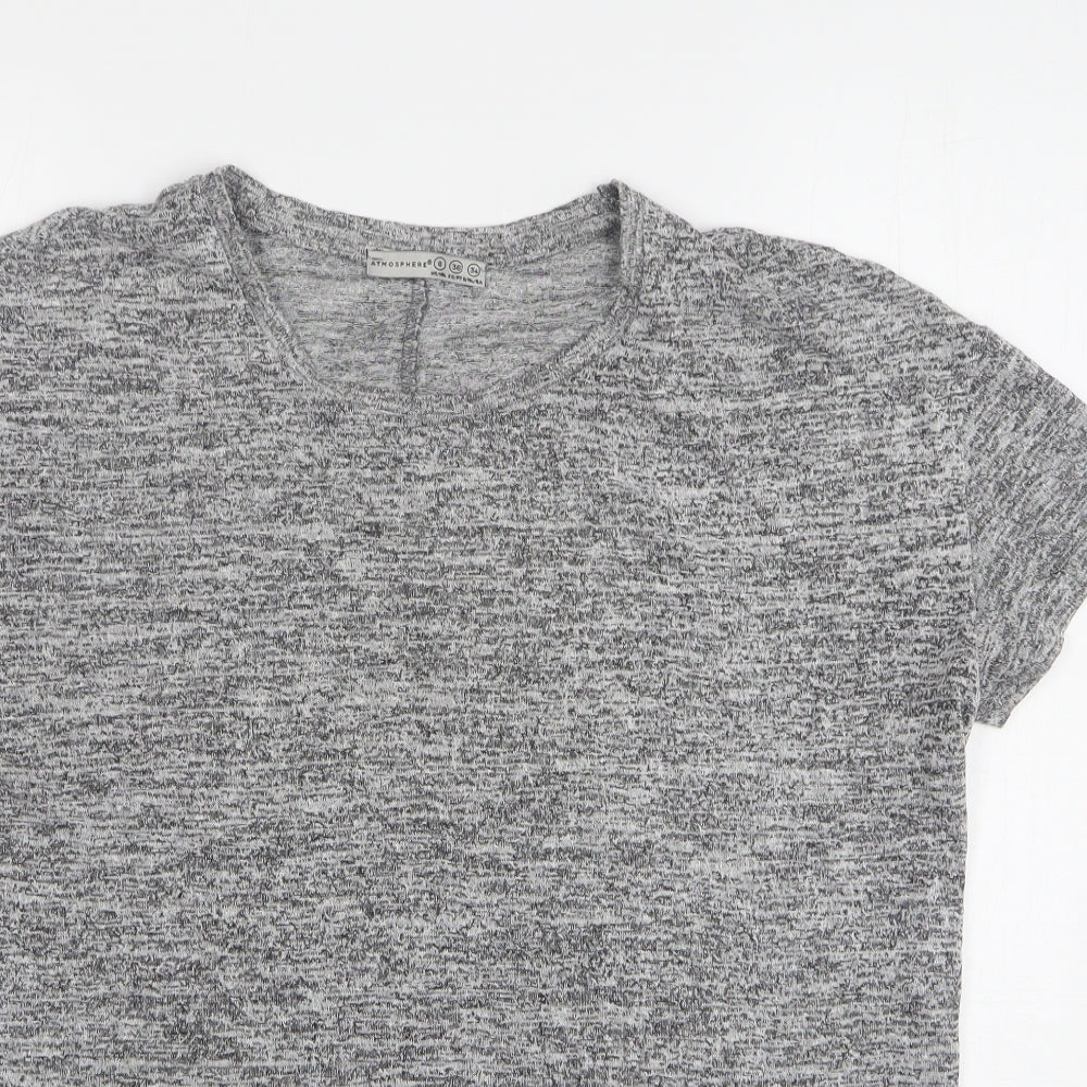 Atmosphere Womens Grey Viscose Basic T-Shirt Size 8 Round Neck