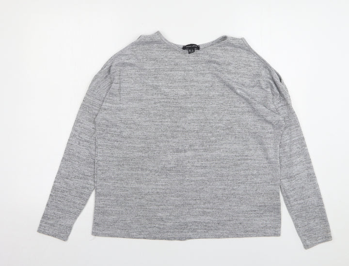 New Look Womens Grey Round Neck Polyester Pullover Jumper Size S